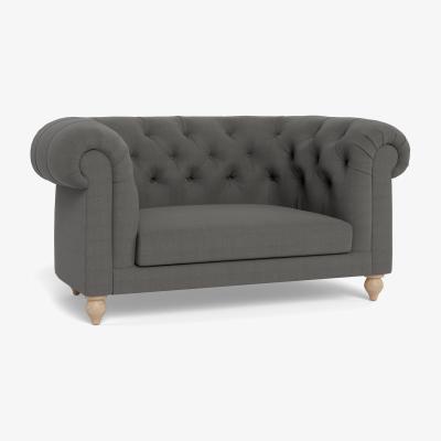 Heal's Heal's Fitzrovia Loveseat Capelo LinenCotton Ink Spot Natural Feet - Heal's UK Furniture