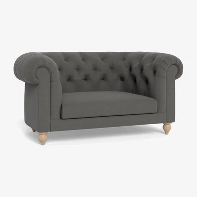 Heal's Heal's Fitzrovia Loveseat Capelo LinenCotton Ink Spot Natural Feet - Heal's UK Furniture