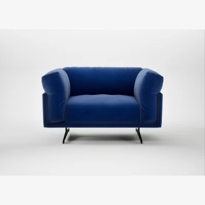 Heal's Heal's Novara Loveseat Smart Luxe Velvet Azure Black Feet