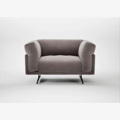 Heal's Heal's Novara Loveseat Smart Luxe Velvet Mushroom Black Feet
