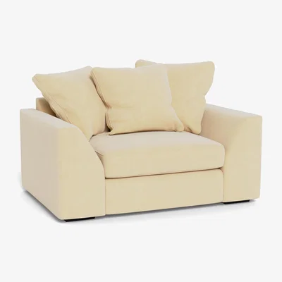 Heal's Heal's Cumulus Loveseat Smart Luxe Velvet Biscuit Black Feet - Heal's UK Furniture