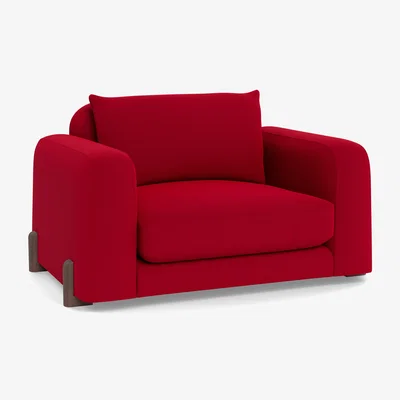 Heal's Heal's Nuvola Loveseat Melton Wool Red Oxide Walnut Stained Feet