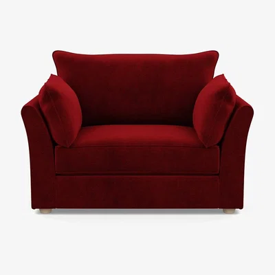 Heal's Heal's Tailor Loveseat Smart Luxe Velvet Mulberry Natural Beech Feet