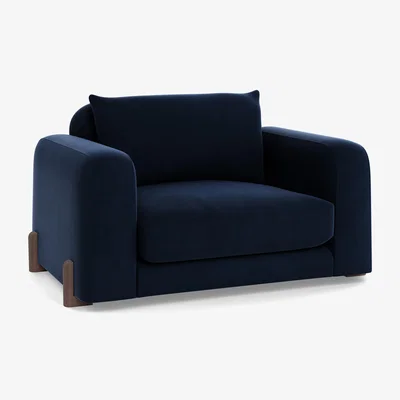 Heal's Heal's Nuvola Loveseat Smart Velvet Dusk Walnut Stained Feet