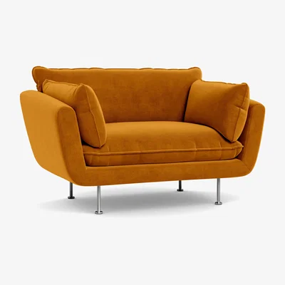 Heal's Heal's Allora Loveseat Smart Luxe Velvet Cognac Stainless Steel Feet
