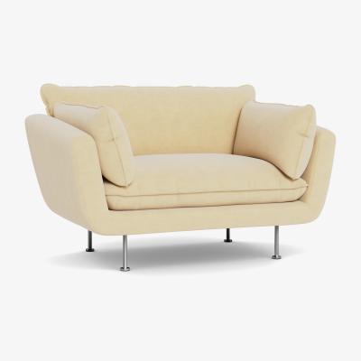 Heal's Heal's Allora Loveseat Smart Luxe Velvet Biscuit Brass Feet