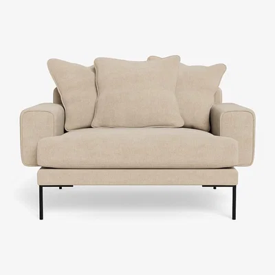 Heal's Heal's Torrington Loveseat Brushed Cotton Oat Black Feet