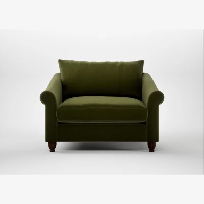 Heal's Heal's Devon Loveseat Cotton Velvet Evergreen Walnut Stained Feet