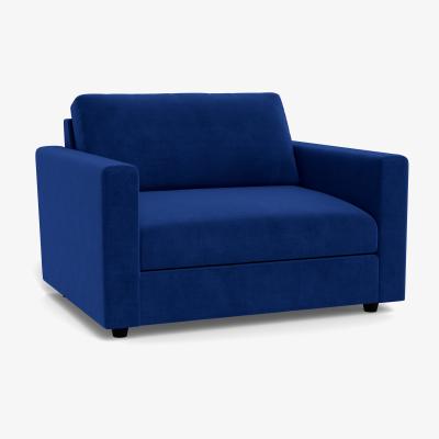 Heal's Heal's Nimbus II Loveseat Smart Luxe Velvet Azure Black Feet