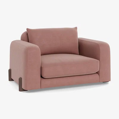Heal's Heal's Nuvola Loveseat Smart Luxe Velvet Dusky Pink Black Painted Feet