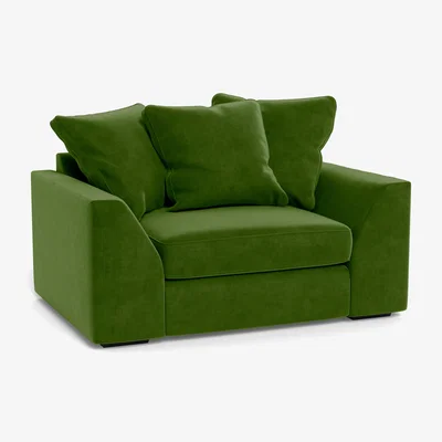 Heal's Heal's Cumulus Loveseat Smart Luxe Velvet Grass Black Feet - Heal's UK Furniture