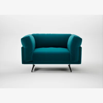 Heal's Heal's Novara Loveseat Cotton Velvet Teal Black Feet