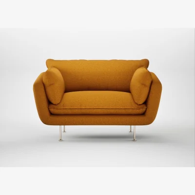 Heal's Heal's Allora Loveseat Loop Twill Ochre Stainless Steel Feet
