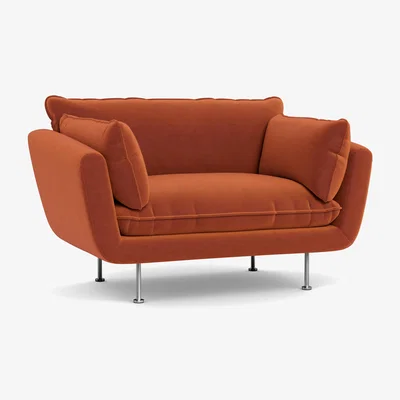 Heal's Heal's Allora Loveseat Velvet Russet Stainless Steel Feet
