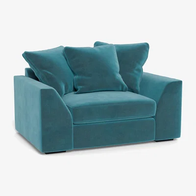 Heal's Heal's Cumulus Loveseat Smart Luxe Velvet Airforce Blue Black Feet - Heal's UK Furniture