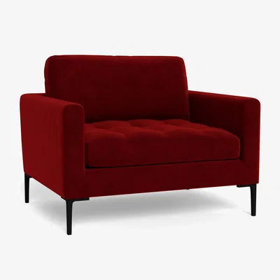 Heal's Heal's Eton Loveseat Smart Luxe Velvet Mulberry Black Feet - Heal's UK Furniture