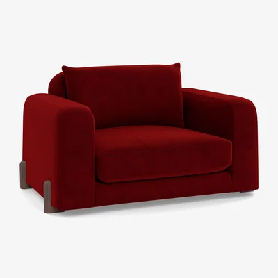 Heal's Heal's Nuvola Loveseat Smart Luxe Velvet Mulberry Walnut Stained Feet