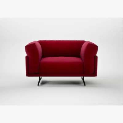 Heal's Heal's Novara Loveseat Smart Luxe Velvet Mulberry Black Feet