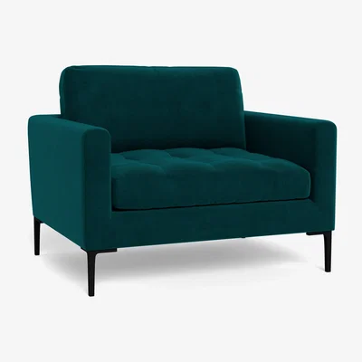 Heal's Heal's Eton Loveseat Smart Luxe Velvet Ocean Brass Feet