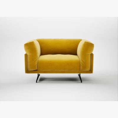 Heal's Heal's Novara Loveseat Smart Luxe Velvet Canary Black Feet