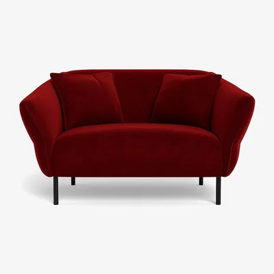 Heal's Heal's Alto Loveseat Smart Luxe Velvet Mulberry Black Feet