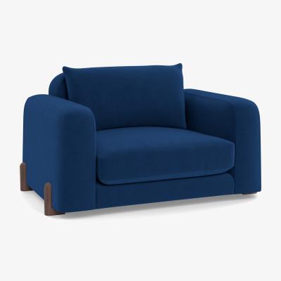 Heal's Heal's Nuvola Loveseat Velvet Petrol Walnut Stained Feet