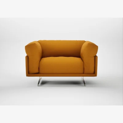 Heal's Heal's Novara Loveseat Loop Twill Ochre Stainless Steel Feet