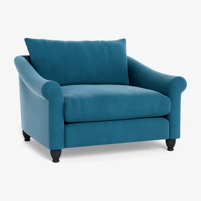 Heal's Heal's Devon Loveseat Smart Velvet Ocean Black Stain Beech Feet - Heal's UK Furniture