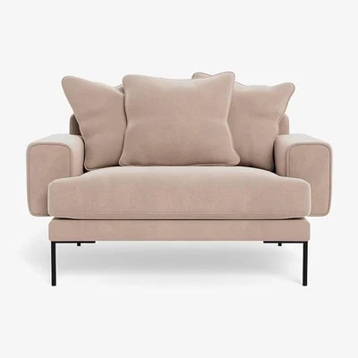 Heal's Heal's Torrington Loveseat Smart Velvet Pebble Black Feet