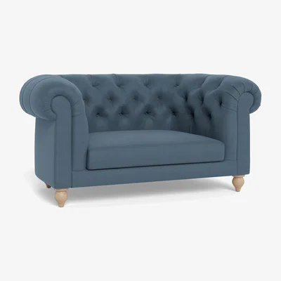 Heal's Heal's Fitzrovia Loveseat Capelo LinenCotton Mineral Black Feet - Heal's UK Furniture