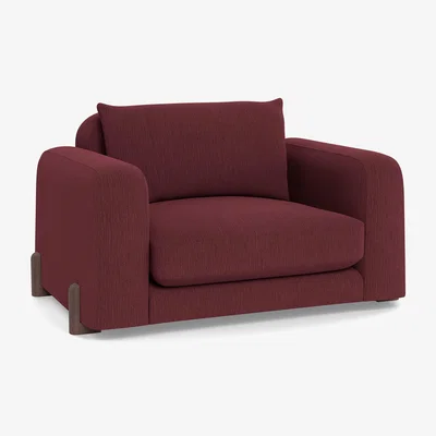 Heal's Heal's Nuvola Loveseat Smart Linen Maroon Walnut Stained Feet