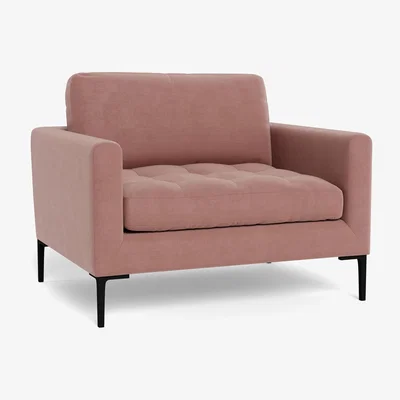 Heal's Heal's Eton Loveseat Smart Luxe Velvet Dusky Pink Black Feet