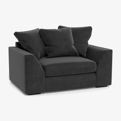 Heal's Heal's Cumulus Loveseat Smart Luxe Velvet Nickel Black Feet - Heal's UK Furniture