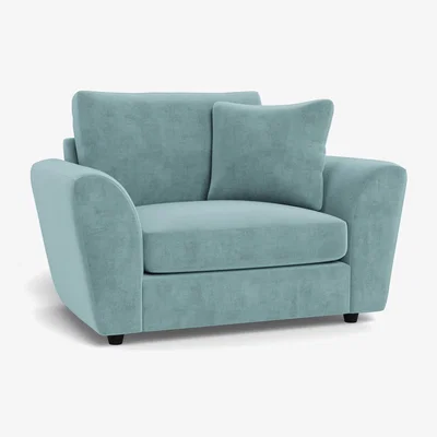 Heal's Heal's Snooze Loveseat Smart Luxe Velvet Mineral Blue Black Feet