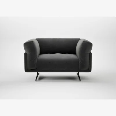 Heal's Heal's Novara Loveseat Smart Luxe Velvet Nickel Black Feet