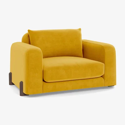 Heal's Heal's Nuvola Loveseat Smart Luxe Velvet Canary Natural Oak Feet