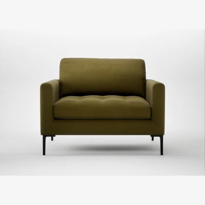 Heal's Heal's Eton Loveseat Wool Velvet Olive Black Feet