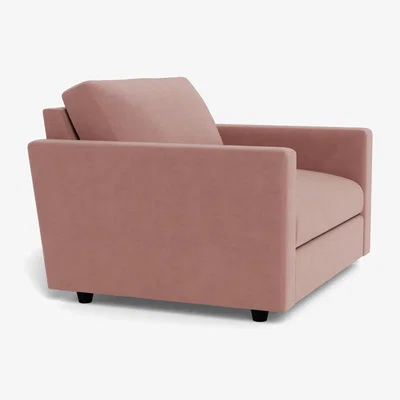 Heal's Heal's Nimbus II Loveseat Smart Luxe Velvet Dusky Pink Black Feet