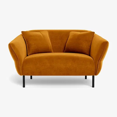 Heal's Heal's Alto Loveseat Smart Luxe Velvet Cognac Black Feet