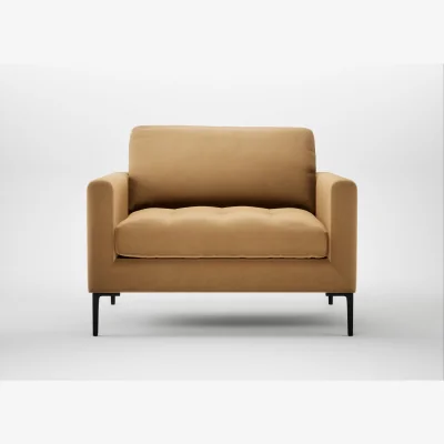 Heal's Heal's Eton Loveseat Wool Velvet Camel Black Feet