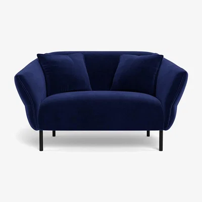 Heal's Heal's Alto Loveseat Smart Luxe Velvet Midnight Black Feet