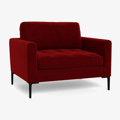 Heal's Heal's Eton Loveseat Smart Luxe Velvet Mulberry Brass Feet