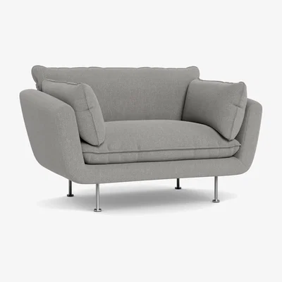Heal's Heal's Allora Loveseat Texture Pale Grey Stainless Steel Feet