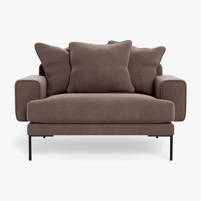 Heal's Heal's Torrington Loveseat Smart Velvet Mouse Black Feet
