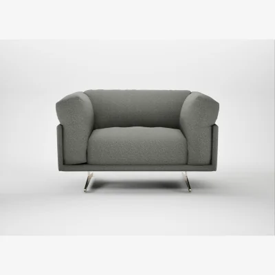 Heal's Heal's Novara Loveseat Boucle Tweed Lapis Stainless Steel Feet