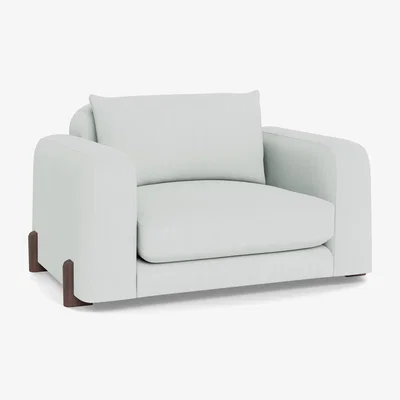 Heal's Heal's Nuvola Loveseat Broad Weave Tin Walnut Stained Feet