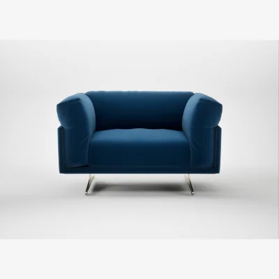 Heal's Heal's Novara Loveseat Cotton Velvet Petrol Stainless Steel Feet