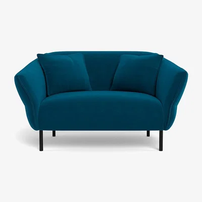 Heal's Heal's Alto Loveseat Velvet Teal Black Feet