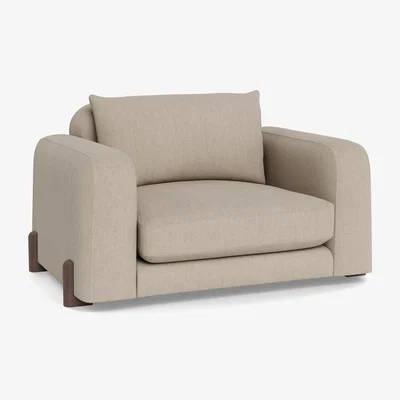 Heal's Heal's Nuvola Loveseat Broad Weave Putty Walnut Stained Feet