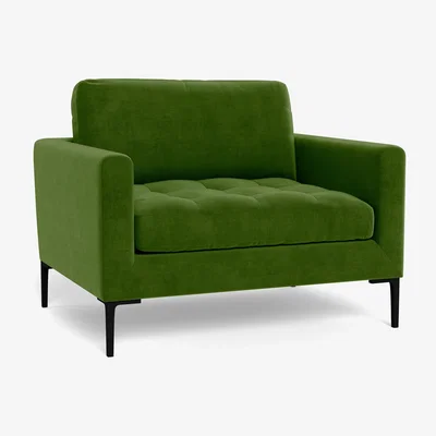 Heal's Heal's Eton Loveseat Smart Luxe Velvet Grass Brass Feet